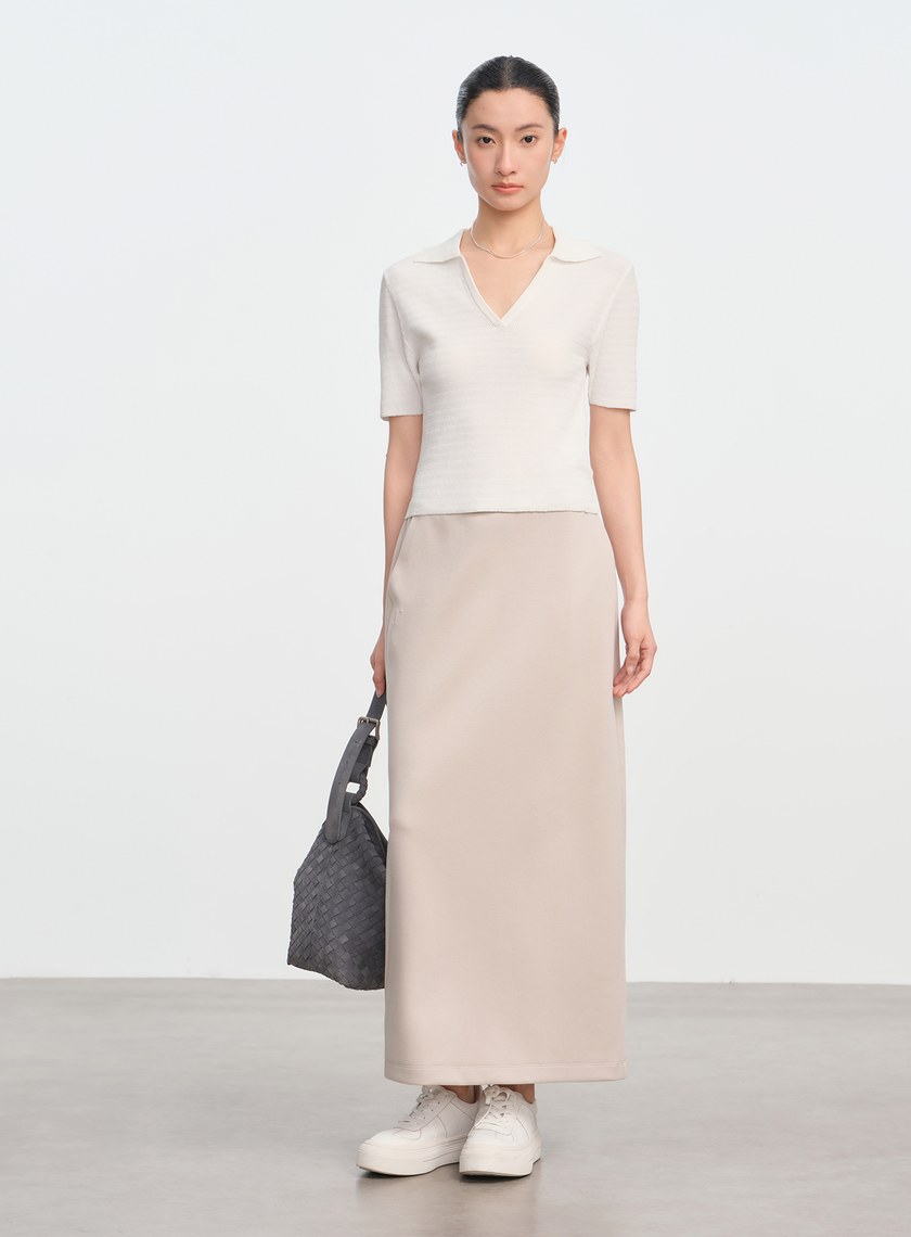 空氣層垂墜針織長裙