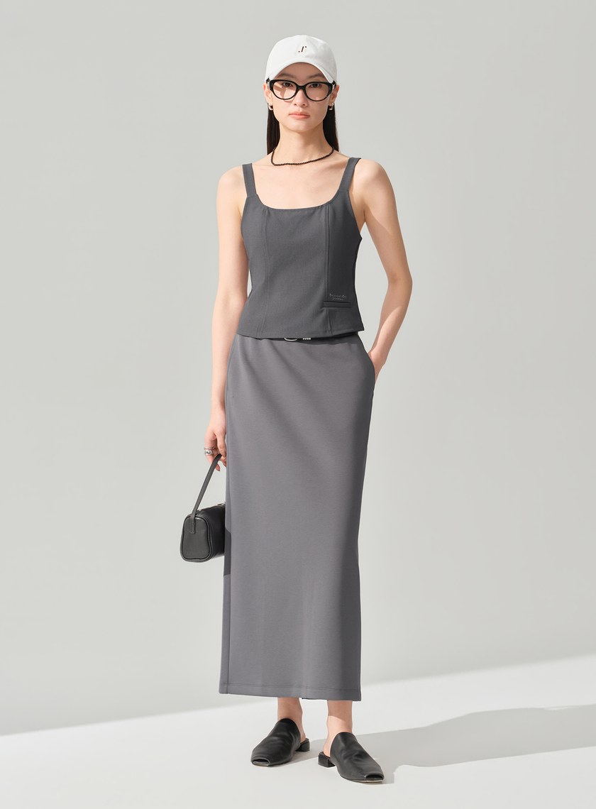 空氣層垂墜針織長裙