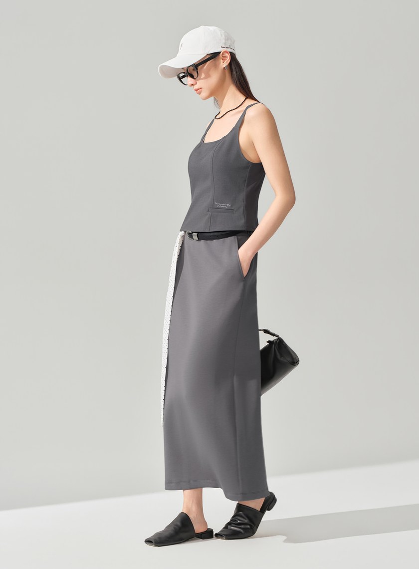 空氣層垂墜針織長裙