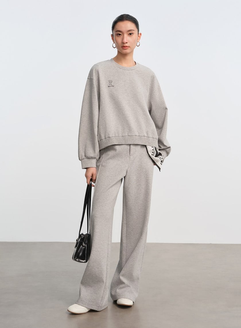 DISNEY|質感細節直筒衛褲