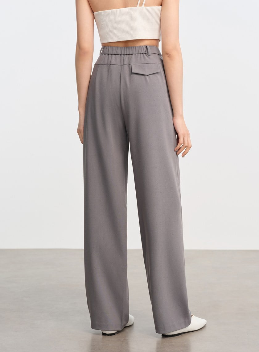 立體剪裁雙腰頭直筒褲