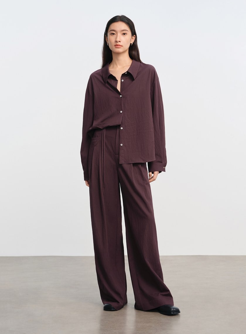 時髦可拆式腰帶寬褲