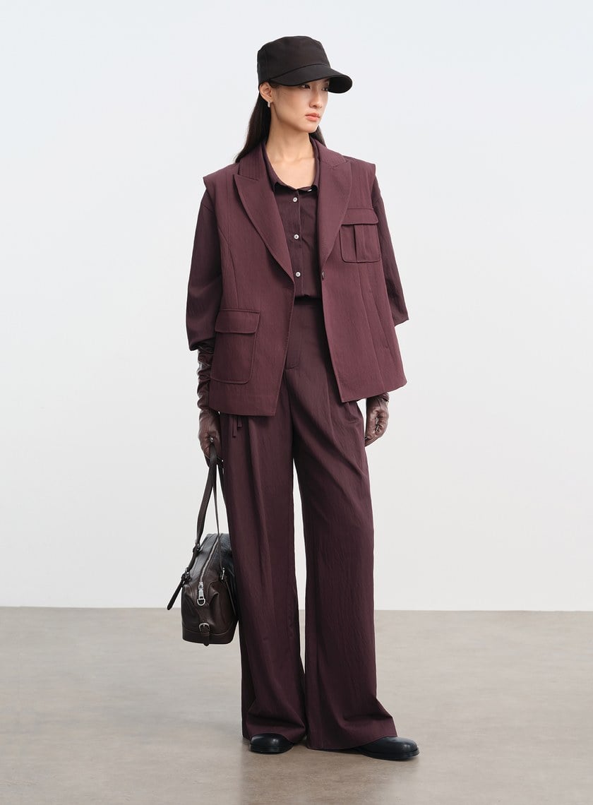 時髦可拆式腰帶寬褲