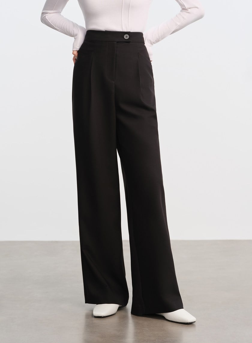 經典打摺修身西裝褲