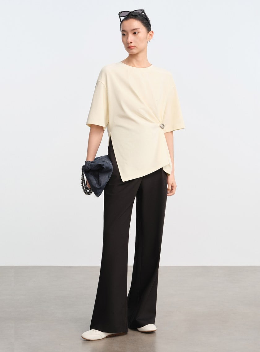 經典打摺修身西裝褲