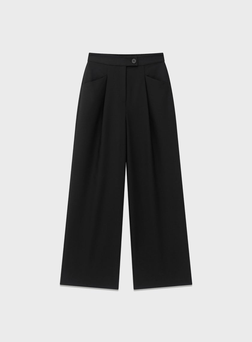 經典打摺修身西裝褲