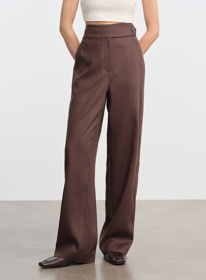 立體弧線高腰西裝褲