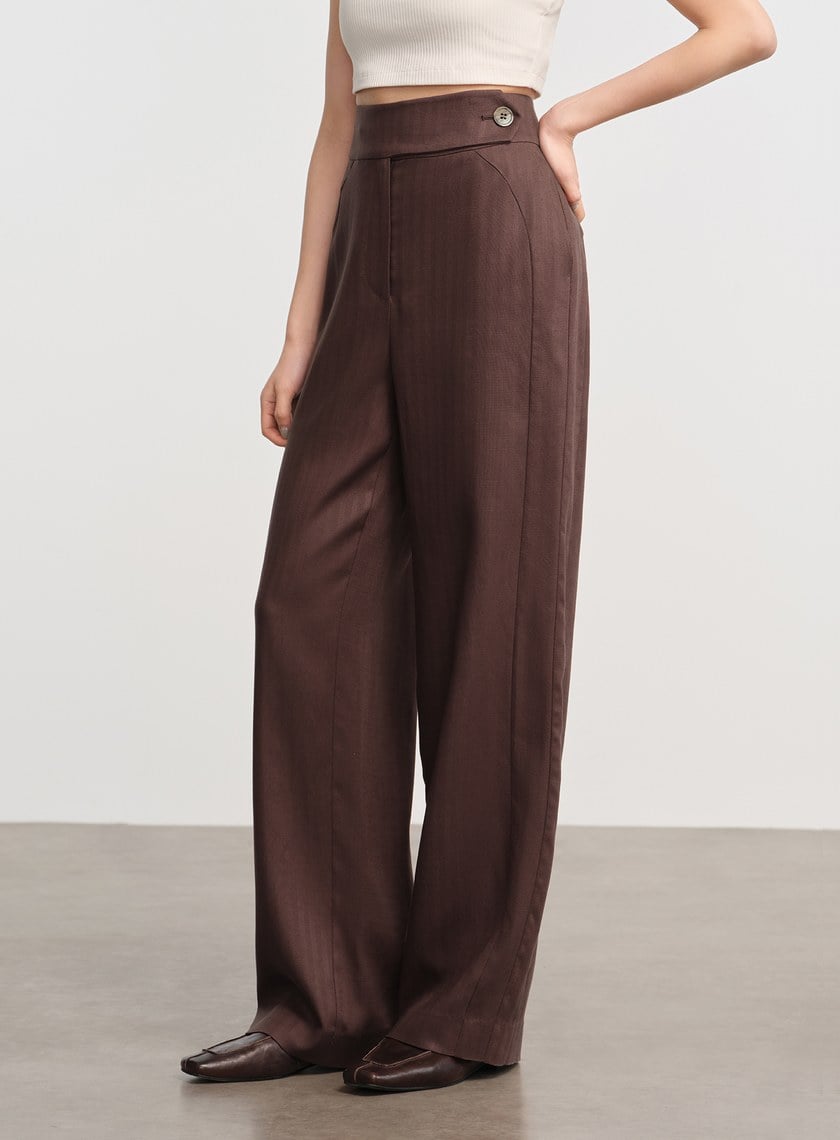 立體弧線高腰西裝褲