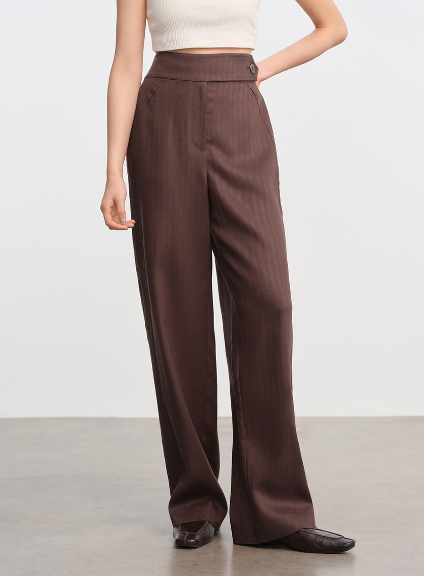 立體弧線高腰西裝褲