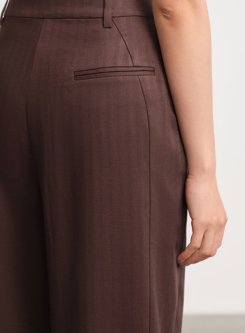 立體弧線高腰西裝褲