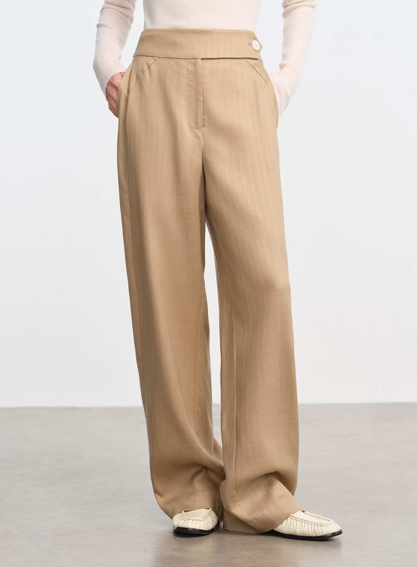 立體弧線高腰西裝褲