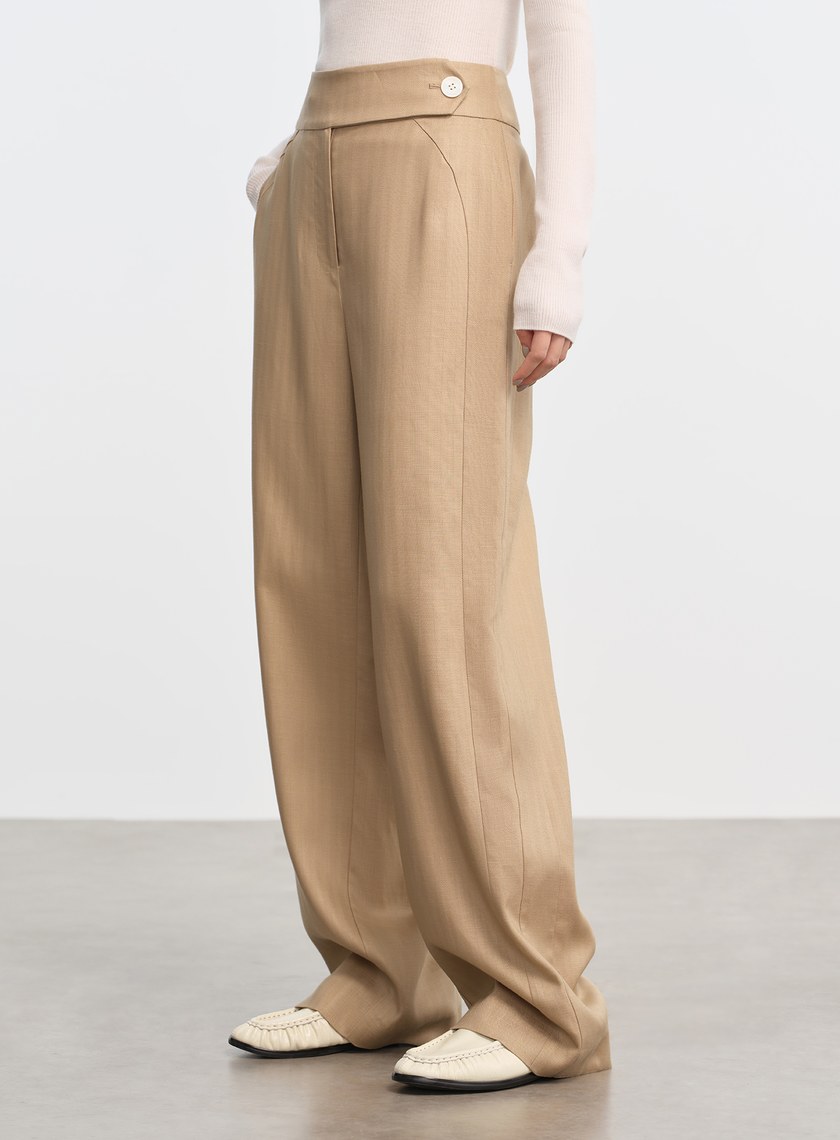 立體弧線高腰西裝褲