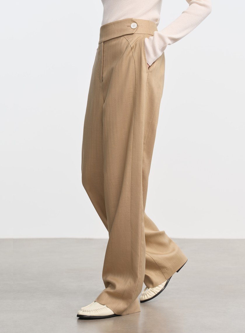 立體弧線高腰西裝褲