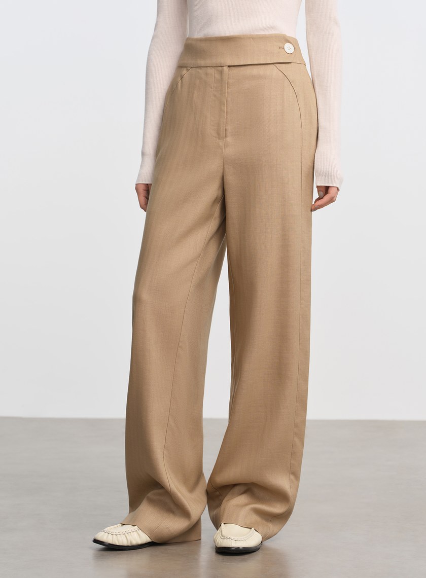 立體弧線高腰西裝褲