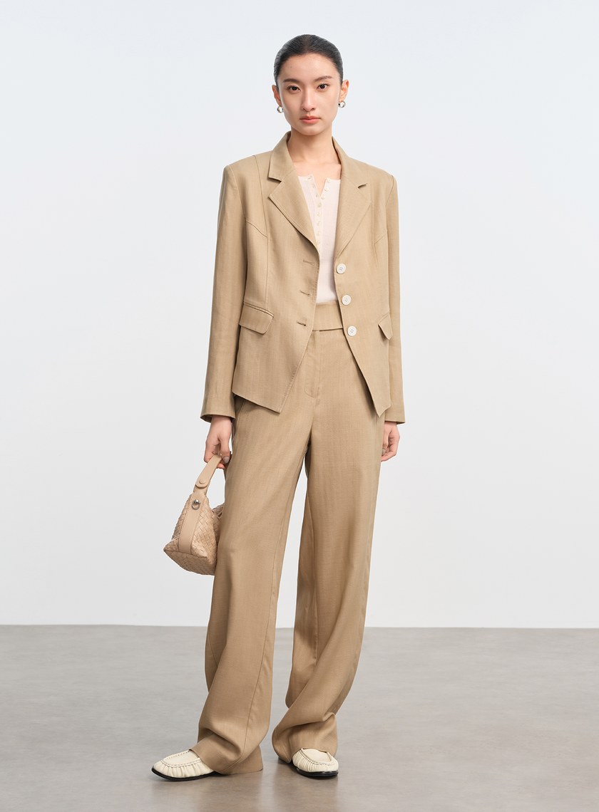 立體弧線高腰西裝褲