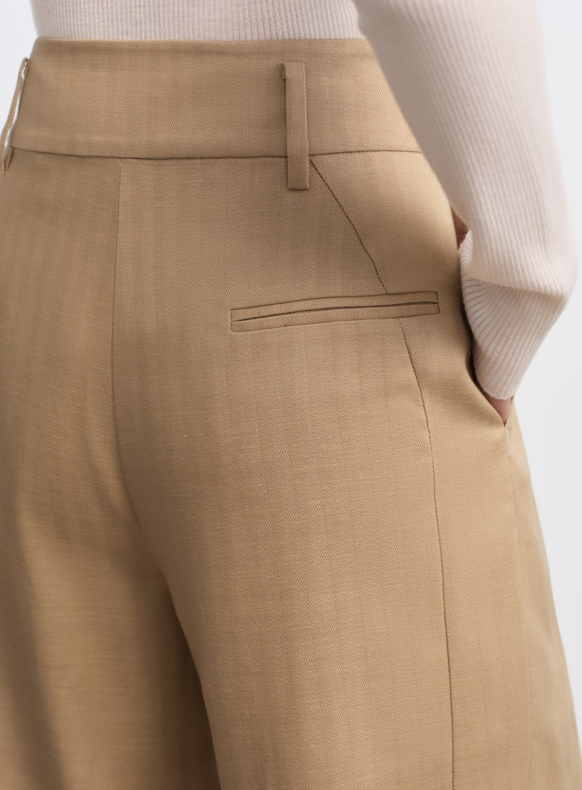 立體弧線高腰西裝褲