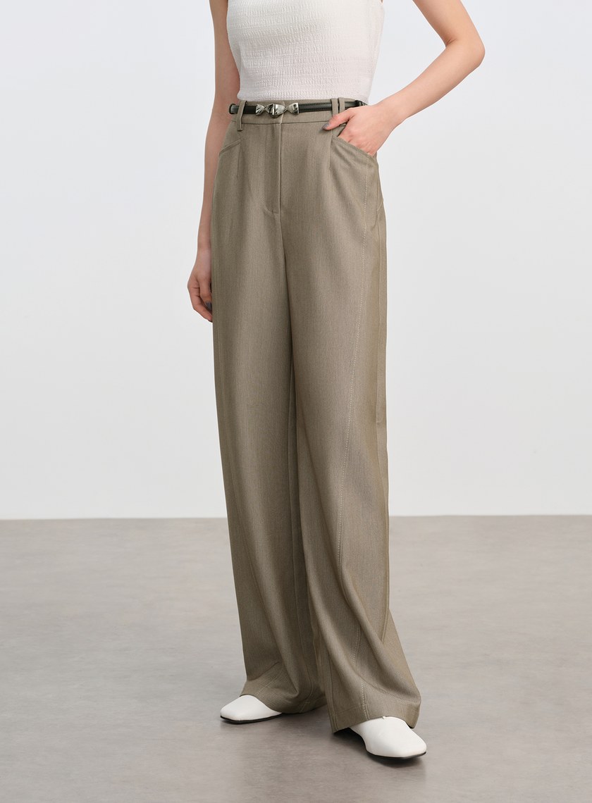 仿牛仔斜紋直筒彎刀褲