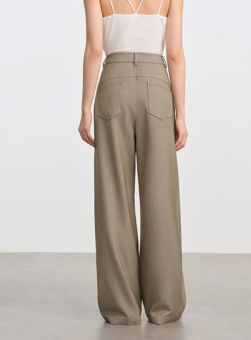 仿牛仔斜紋直筒彎刀褲