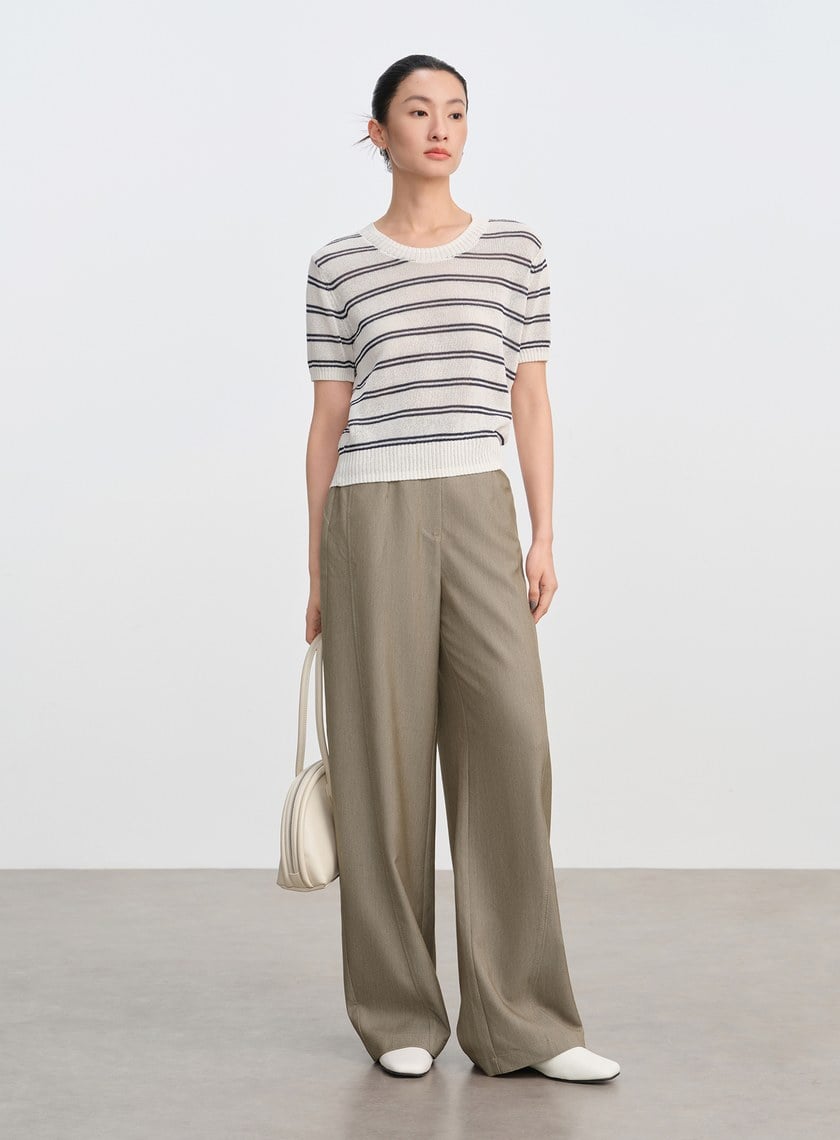 仿牛仔斜紋直筒彎刀褲