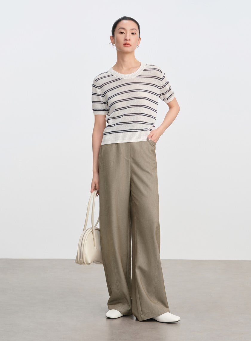 仿牛仔斜紋直筒彎刀褲