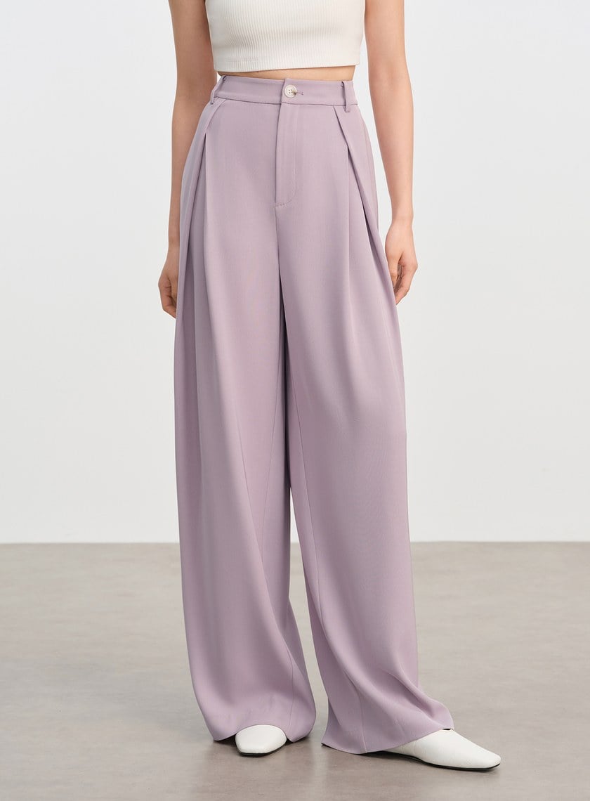 俐落抗皺中腰廓型褲