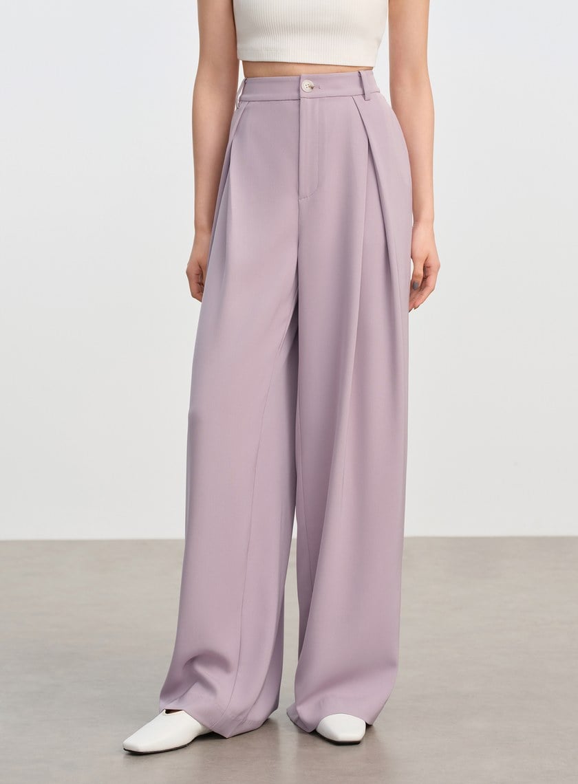 俐落抗皺中腰廓型褲