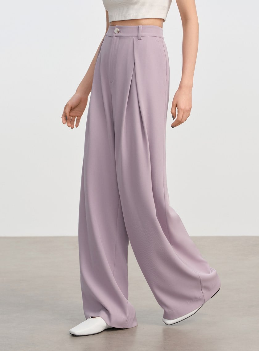 俐落抗皺中腰廓型褲