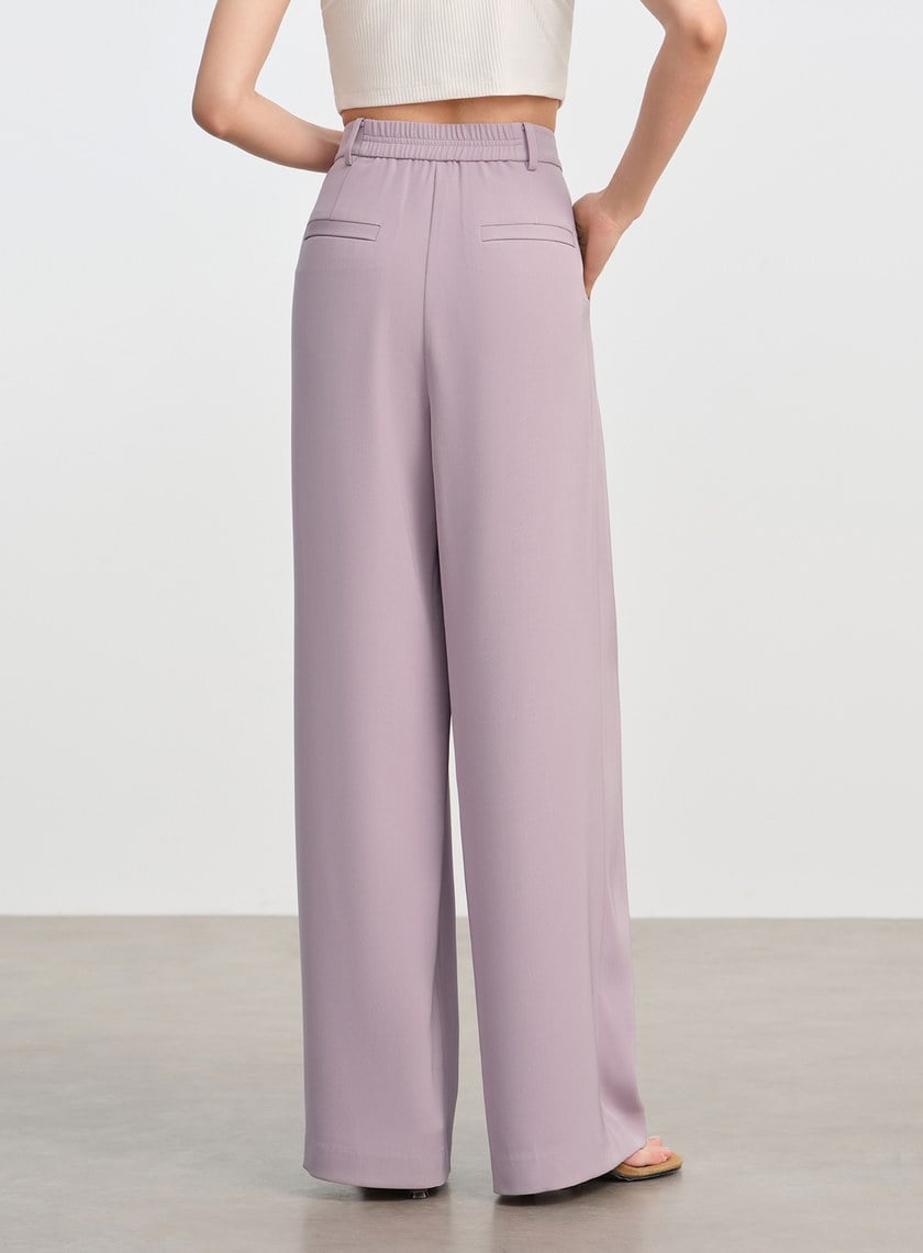 俐落抗皺中腰廓型褲