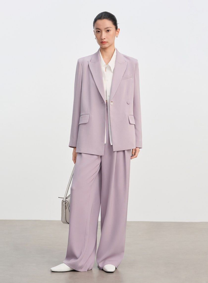 俐落抗皺中腰廓型褲