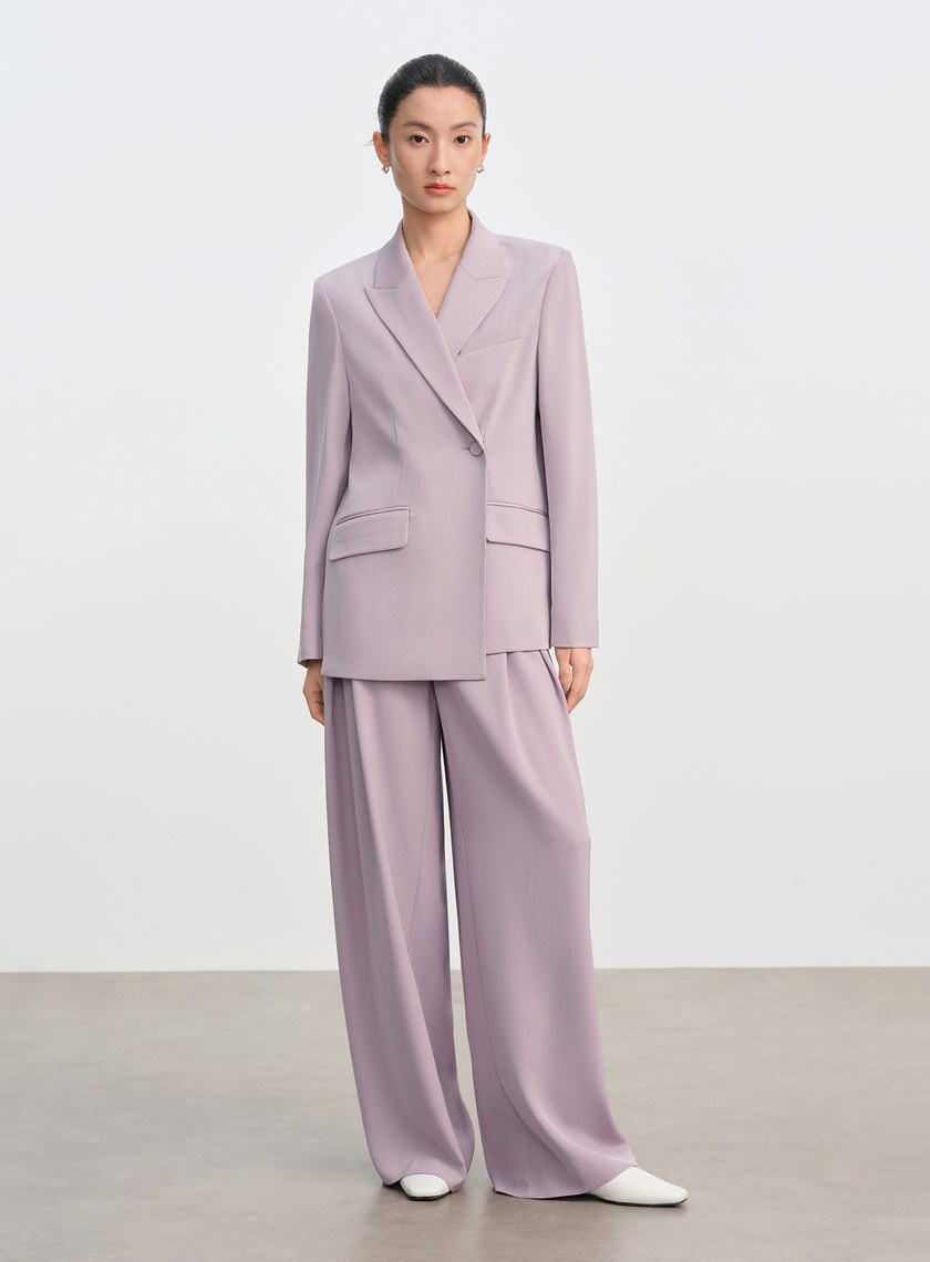 俐落抗皺中腰廓型褲