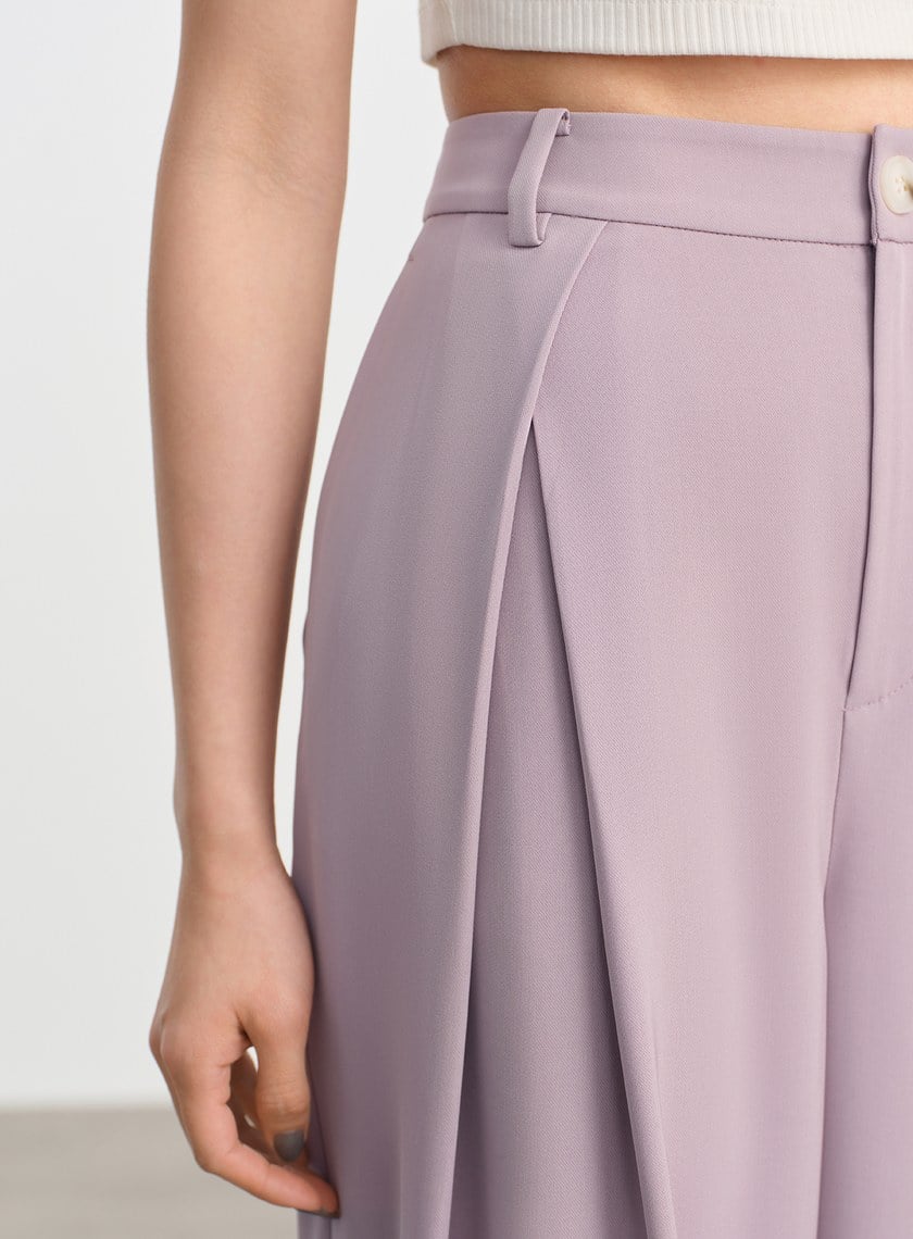 俐落抗皺中腰廓型褲