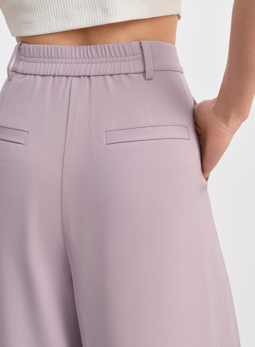 俐落抗皺中腰廓型褲