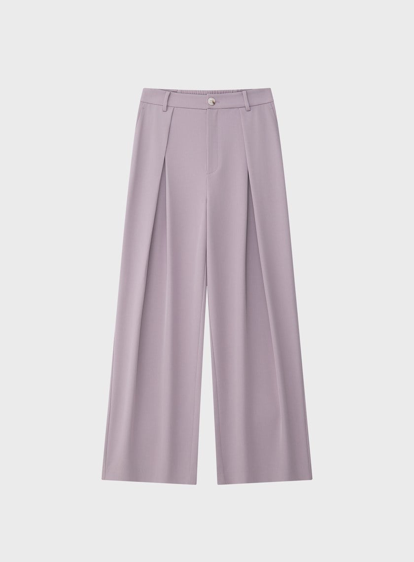 俐落抗皺中腰廓型褲