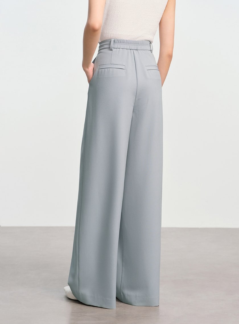 俐落抗皺中腰廓型褲