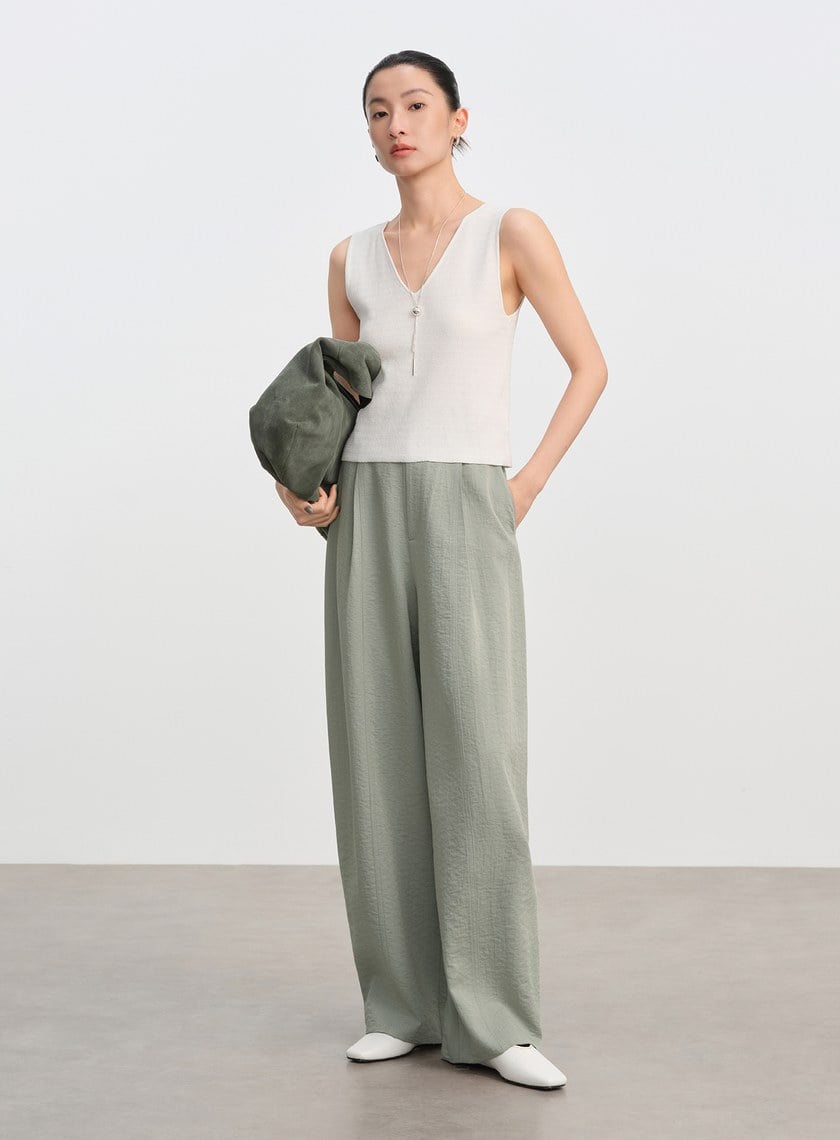 極簡網紗西裝褲