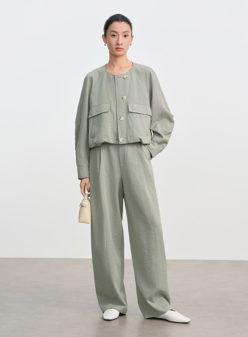 極簡網紗西裝褲