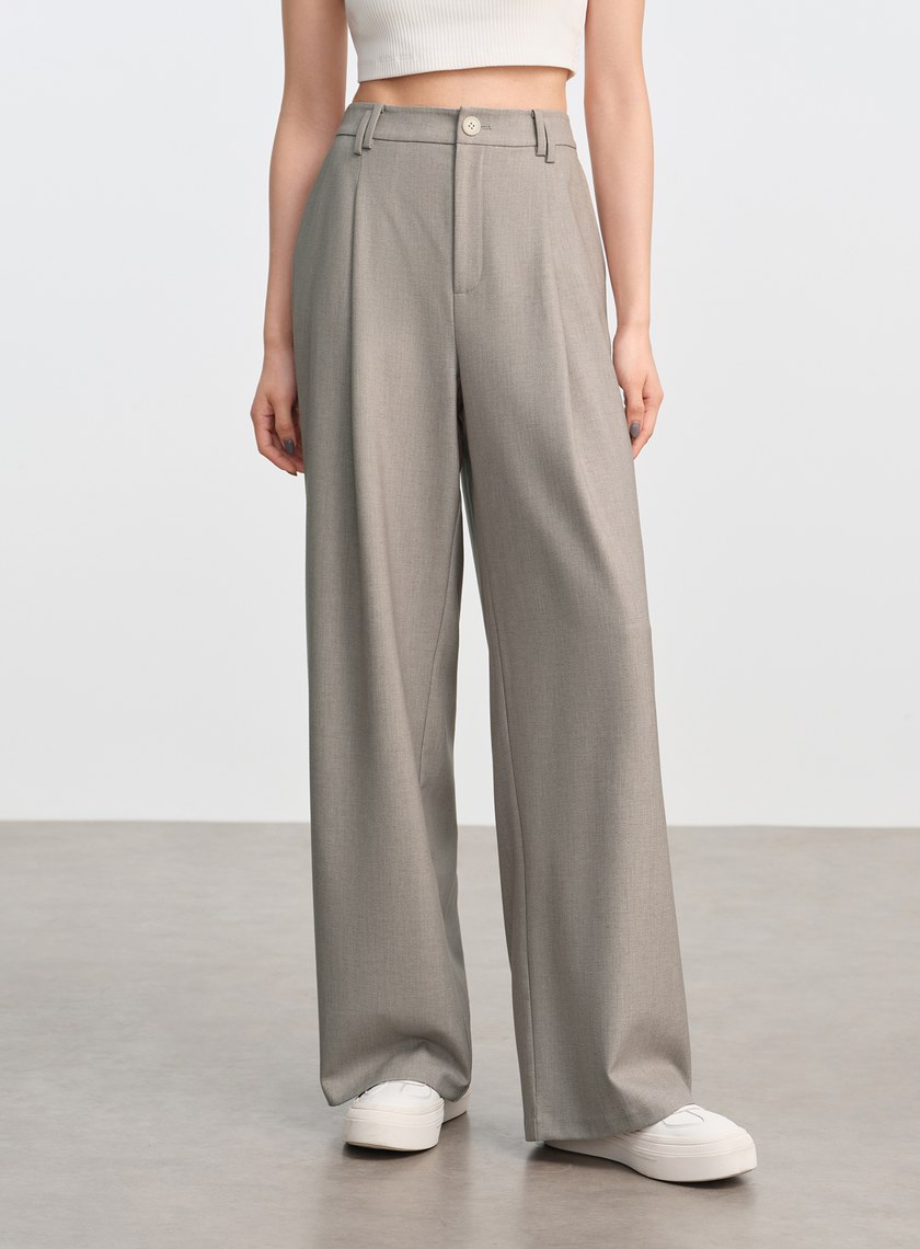 簡約亞麻西裝褲