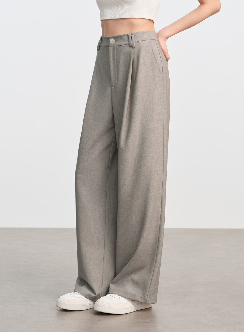 簡約亞麻西裝褲
