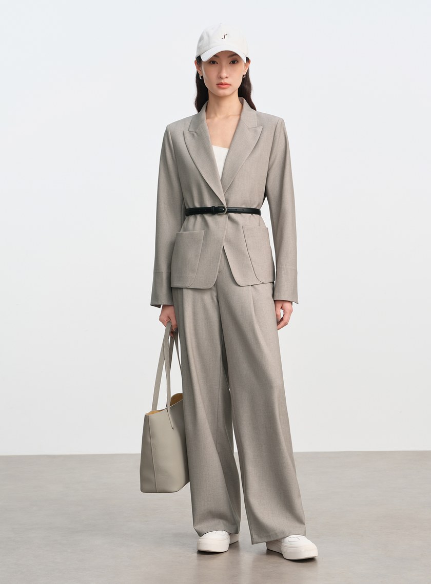 簡約亞麻西裝褲