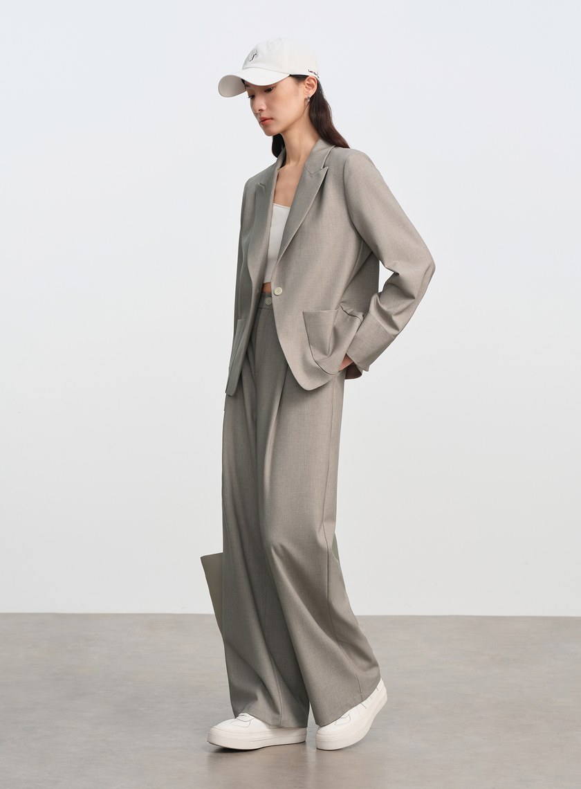 簡約亞麻西裝褲