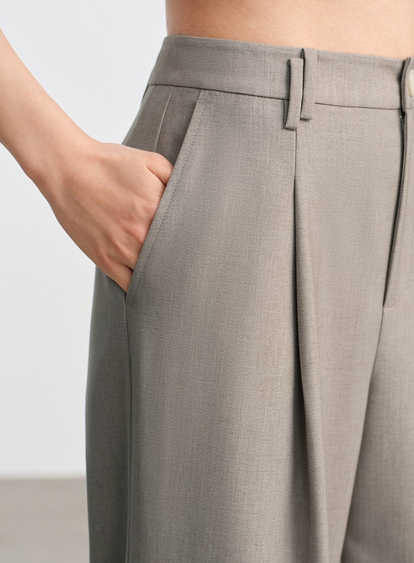 簡約亞麻西裝褲