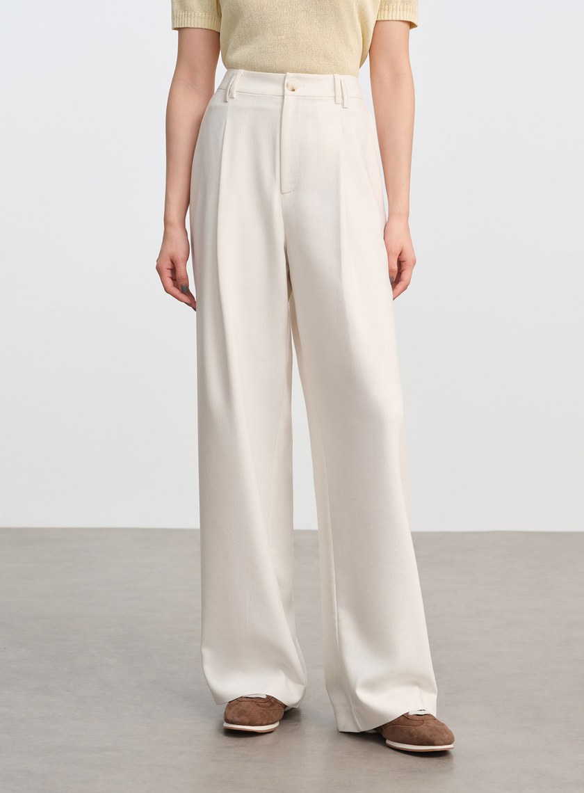 簡約亞麻西裝褲