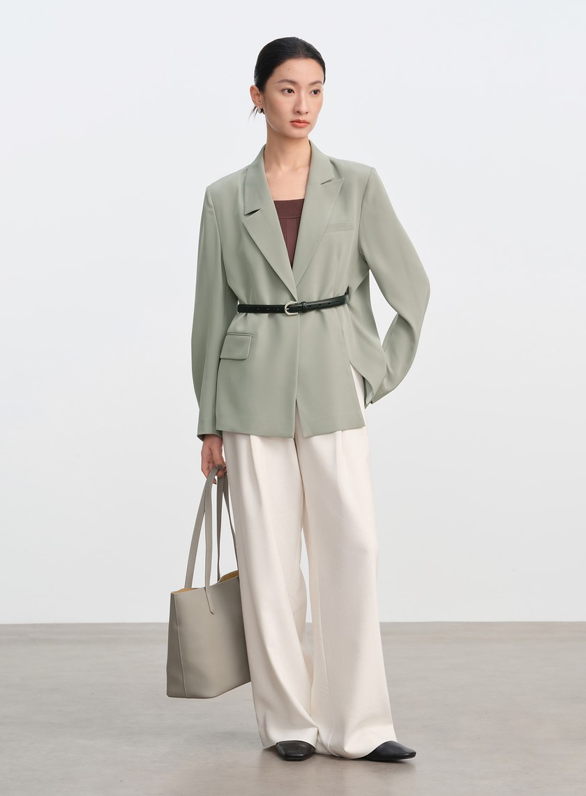 簡約亞麻西裝褲