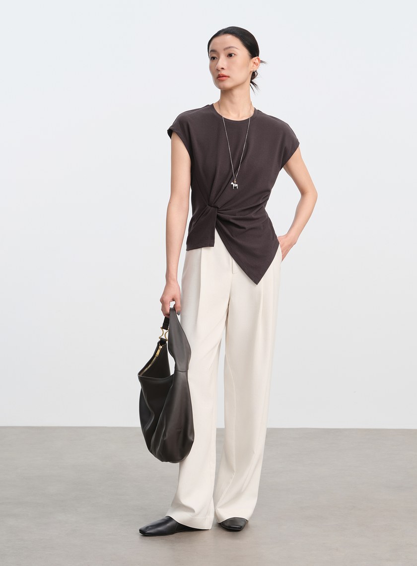 簡約亞麻西裝褲