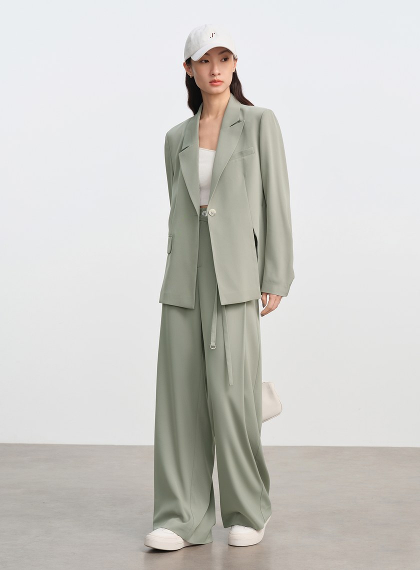 防曬涼感可拆式腰帶西裝褲