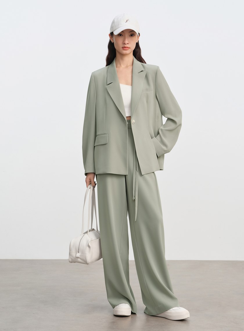 防曬涼感可拆式腰帶西裝褲