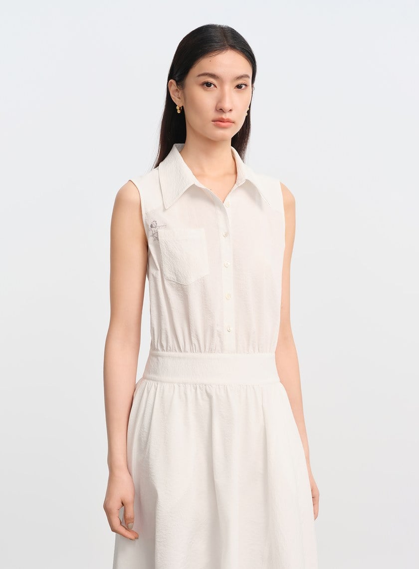 DISNEY|不對稱條紋拼接長裙