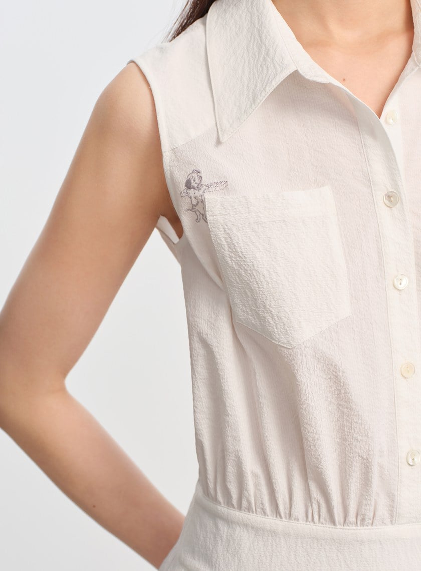 DISNEY|不對稱條紋拼接長裙