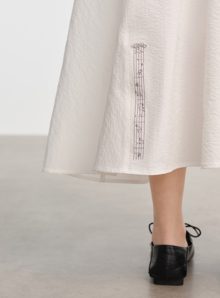 DISNEY|不對稱條紋拼接長裙