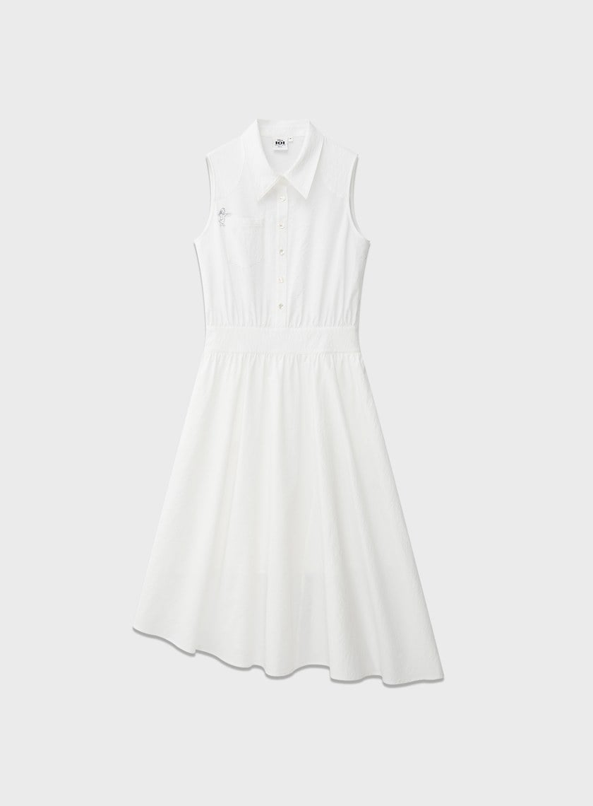 DISNEY|不對稱條紋拼接長裙